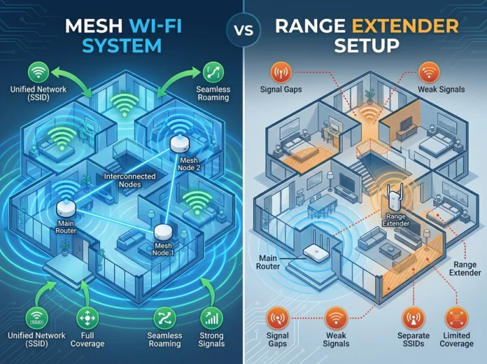 teck-jb.com Compares Mesh Wi-Fi and Range Extenders for Big Homes